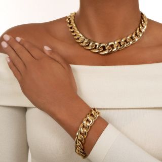 Wide Curb Link Necklace/Bracelet Combo