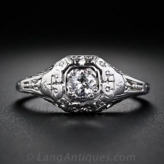 .15 Carat Filigree Diamond Engagement Ring - Circa 1930s - 2