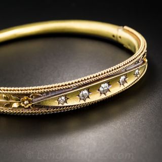 15CT English Victorian Diamond Bangle Bracelet