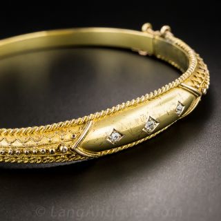 15ct English Victorian Diamond Bangle Bracelet