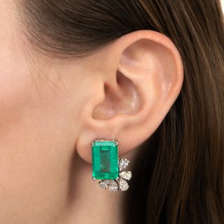 18.14 Carat Colombian Emerald and Diamond Earrings - AGL