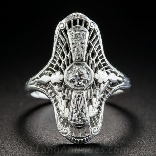 18K Art Deco Diamond Dinner Ring - 2
