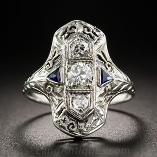 18K Diamond and Sapphire Art Deco Dinner Ring
