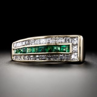 Emerald and Diamond Asymmetrical Ring - 2