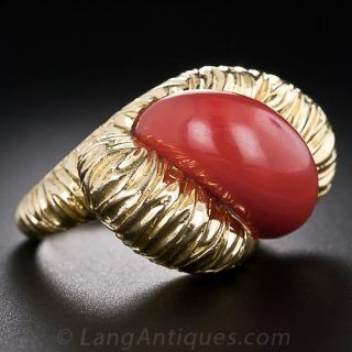 18K Gold and Coral Ring