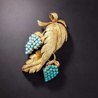 18K Gold and Turquoise Grapevine Pendant/Brooch - 1