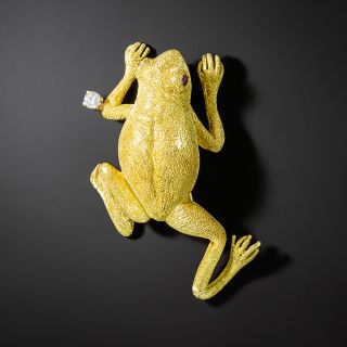 Gold Frog Brooch  - 2