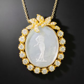 Mother-of-Pearl Cameo and Diamond Pendant - 3