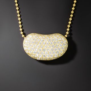 Pavé Diamond Bean Pendant Necklace - 2