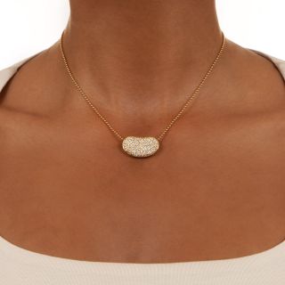 Pavé Diamond Bean Pendant Necklace