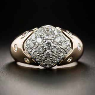 18K Rose Gold and Platinum Pavé Diamond Ring