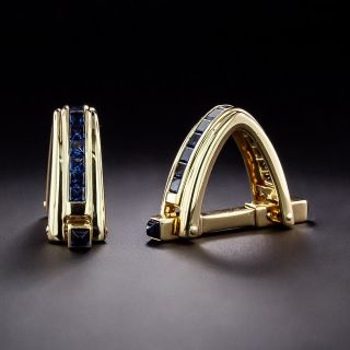 Sapphire Stirrup Cufflinks by Mecan - 2