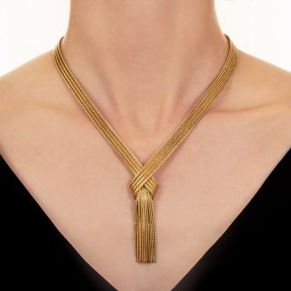 18K Textured Tassel Necklace by Grosse, German