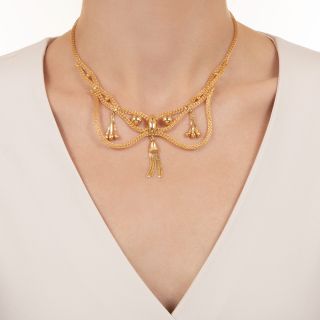 Victorian-Style Mesh Tassel Necklace