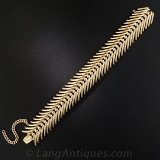 18K Vintage Spray Feather Link Bracelet