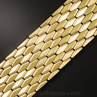 18K Wide Gold Retro Bracelet