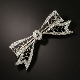 1920s Platinum Diamond Bow Pin