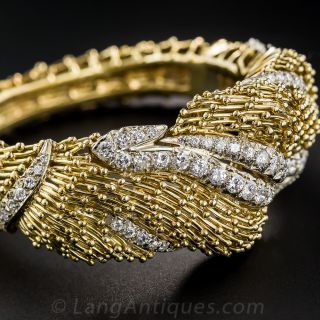 1960s 18K and Diamond Bangle Bracelet