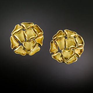 1960s Free-Form Gold Clip Earrings - 1