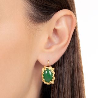 1970s Modernist  Jade Earrings