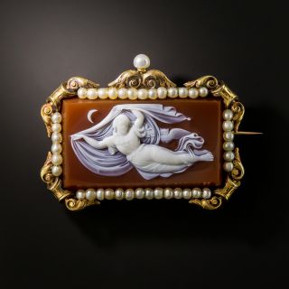 19th Century French Hardstone Athena Cameo Brooch - 3