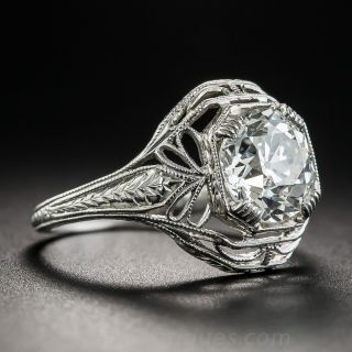 2.02 Carat Art Deco Platinum Diamond Engagement Ring - GIA I SI2 