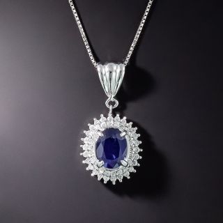 2.12 Carat Oval Sapphire and Diamond Pendant - 3