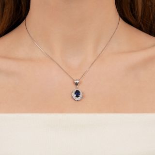 2.12 Carat Oval Sapphire and Diamond Pendant