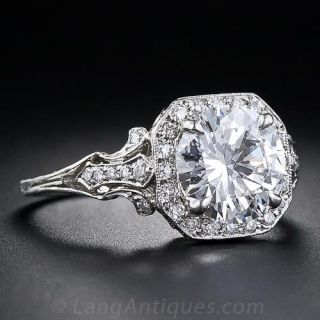 2.17 Carat D Colorless Diamond Edwardian Style Engagement Ring - GIA D/VS2