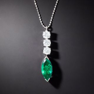 2.26 Carat Marquise-Cut Emerald and Diamond Necklace - GIA - 3