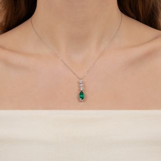2.26 Carat Marquise-Cut Emerald and Diamond Necklace - GIA