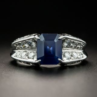 2.36 Carat Emerald-Cut Sapphire and Diamond Ring - 2