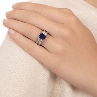 2.36 Carat Emerald-Cut Sapphire and Diamond Ring