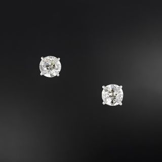 2.60 Carat European-Cut Diamond Stud Earrings - GIA K VS2/SI1 - 2