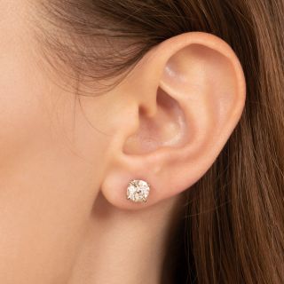 2.60 Carat European-Cut Diamond Stud Earrings - GIA K VS2/SI1