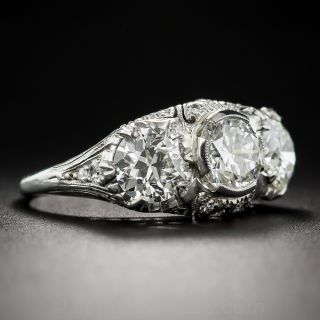 2.65 Carat Platinum and Diamond Art Deco Three-Stone Ring