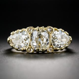 2.66 Carat English Three-Stone Diamond Ring - 1