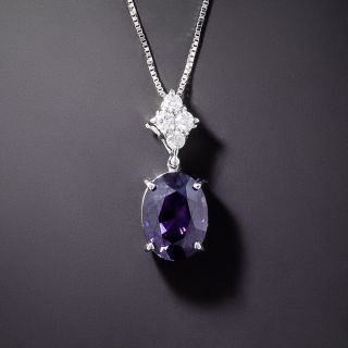 2.70 Carat Purple Sapphire and Diamond Pendant - 2