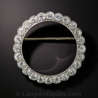 2.75 Carat Platinum Diamond Circle Pin - 1930s