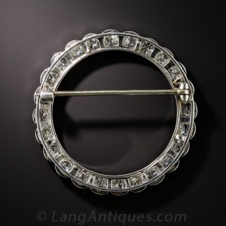 2.75 Carat Platinum Diamond Circle Pin - 1930s