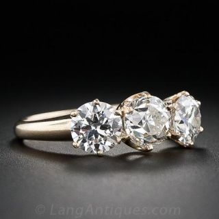 2.85  Carat Total Three-Stone  Antique Diamond  Ring