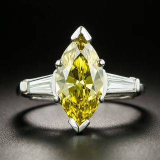 2.89 Carat Enhance Yellow Marquise Diamond Ring - 1