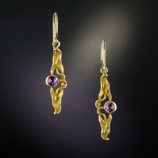 Art Nouveau Amethyst Dangle Earrings - 1