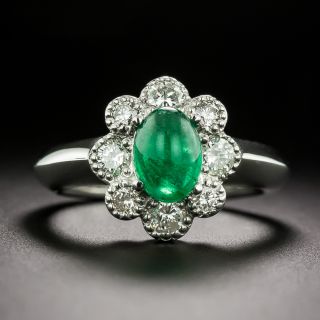 21st Century 1.15 Carat Cabochon Emerald and Diamond Ring - 3