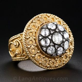 22k Gold and Rose-Cut Diamond Ring