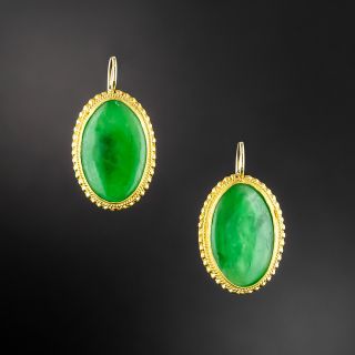 22K Natural Burmese Jadeite Earrings - 1