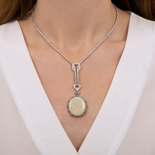 26.93 Carat Opal and Diamond Necklace