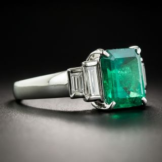 3.01 Carat Colombian Emerald Platinum Diamond Ring