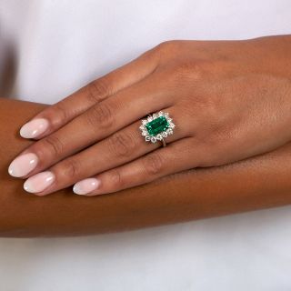 3.08 Carat Natural Untreated Zambian Emerald and Diamond Ring - GIA