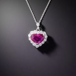 3.08 Carat No-Heat Heart-Shaped Ruby and Diamond Necklace - GIA - 1